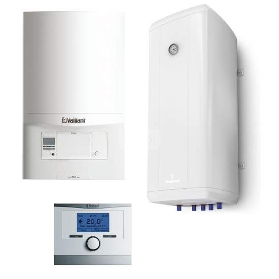 Obrazek Pakiet: kocioł VC eco TEC pro 186 + zasobnik Vulcan 140 l stojący + czujnik temperatury c.w.u.+ syst. pow.-spal. sz.
